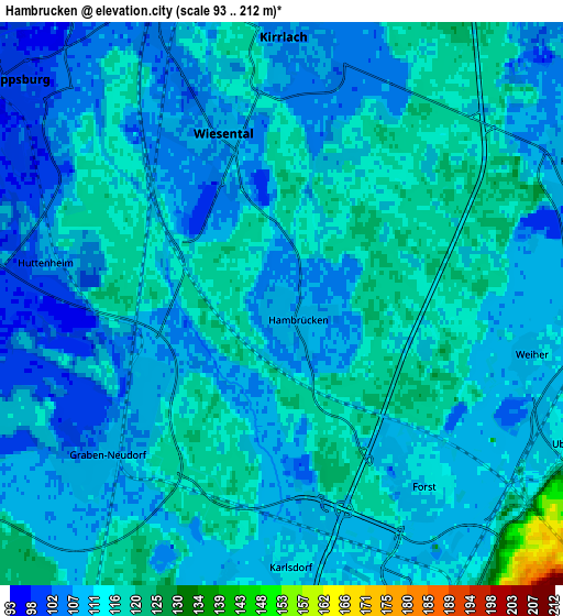 Zoom OUT 2x Hambrücken, Germany elevation map