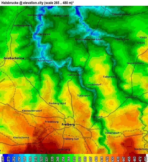 Zoom OUT 2x Halsbrücke, Germany elevation map