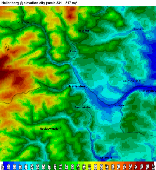 Zoom OUT 2x Hallenberg, Germany elevation map