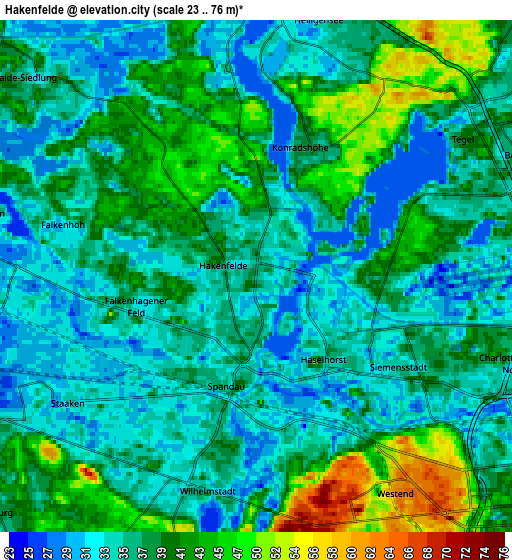 Zoom OUT 2x Hakenfelde, Germany elevation map