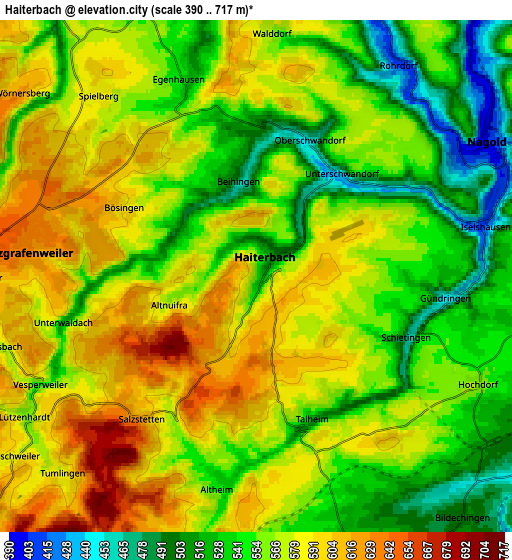 Zoom OUT 2x Haiterbach, Germany elevation map