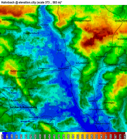 Zoom OUT 2x Hahnbach, Germany elevation map