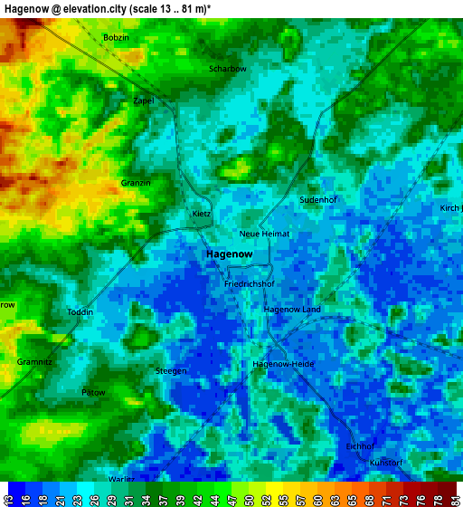 Zoom OUT 2x Hagenow, Germany elevation map