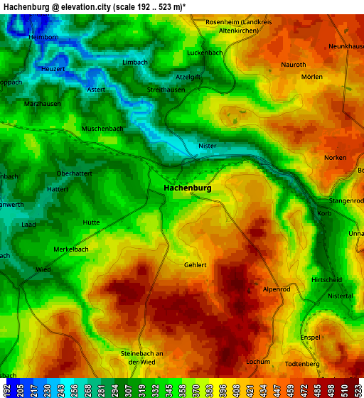 Zoom OUT 2x Hachenburg, Germany elevation map