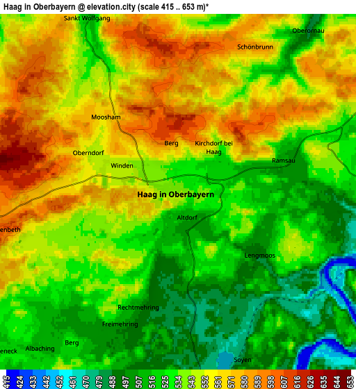 Zoom OUT 2x Haag in Oberbayern, Germany elevation map