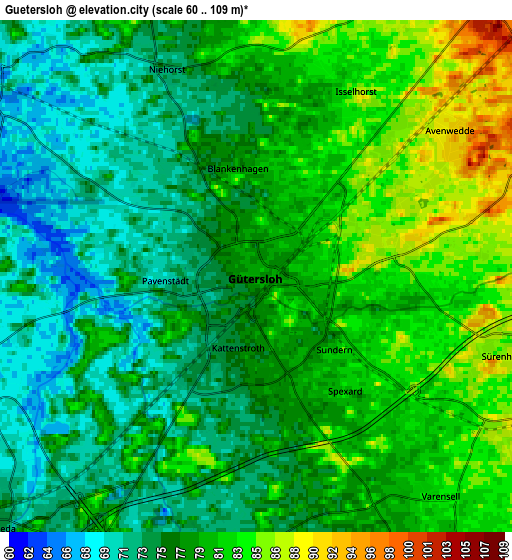 Zoom OUT 2x Gütersloh, Germany elevation map