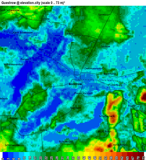 Zoom OUT 2x Güstrow, Germany elevation map