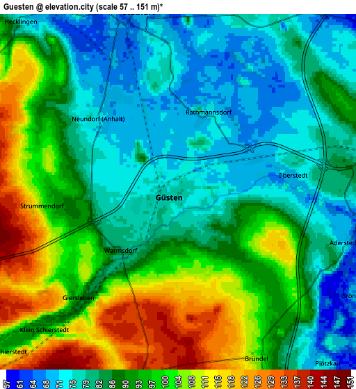 Zoom OUT 2x Güsten, Germany elevation map