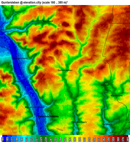 Zoom OUT 2x Güntersleben, Germany elevation map