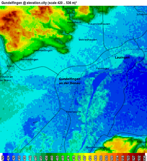 Zoom OUT 2x Gundelfingen, Germany elevation map
