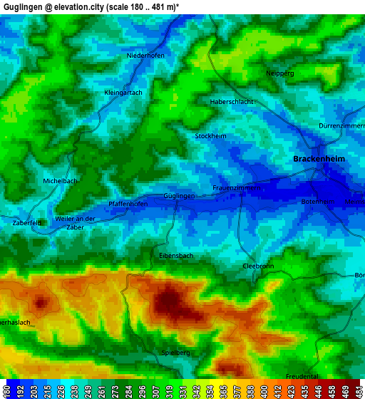 Zoom OUT 2x Güglingen, Germany elevation map