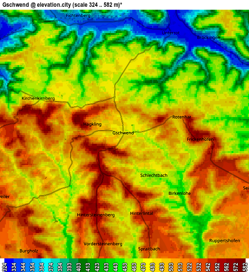 Zoom OUT 2x Gschwend, Germany elevation map