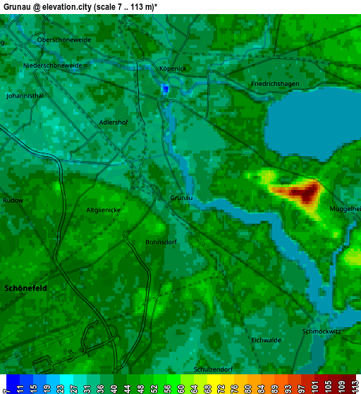 Zoom OUT 2x Grünau, Germany elevation map