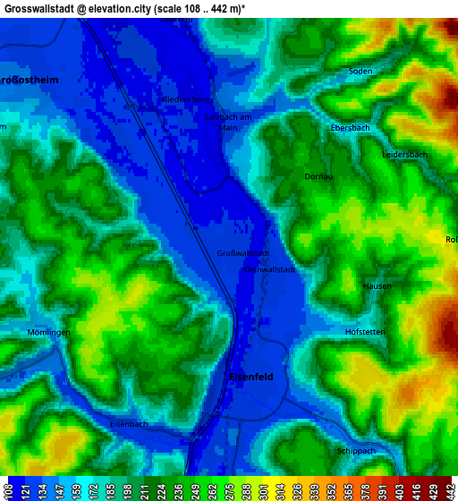 Zoom OUT 2x Großwallstadt, Germany elevation map