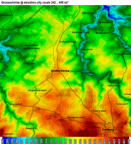 Zoom OUT 2x Großschirma, Germany elevation map