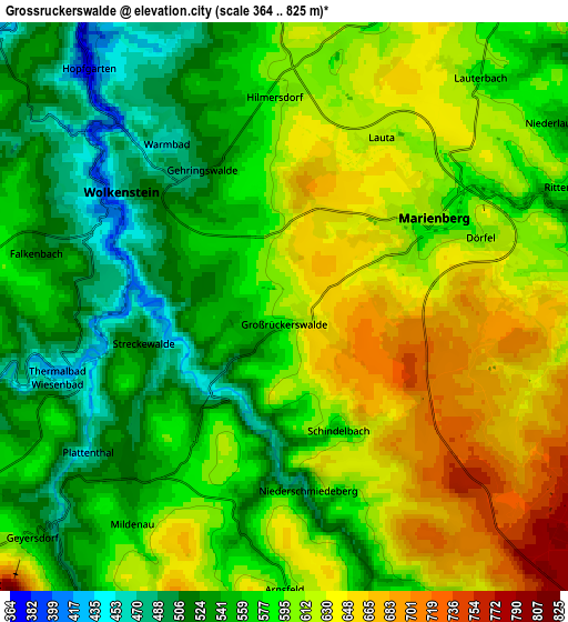 Zoom OUT 2x Großrückerswalde, Germany elevation map