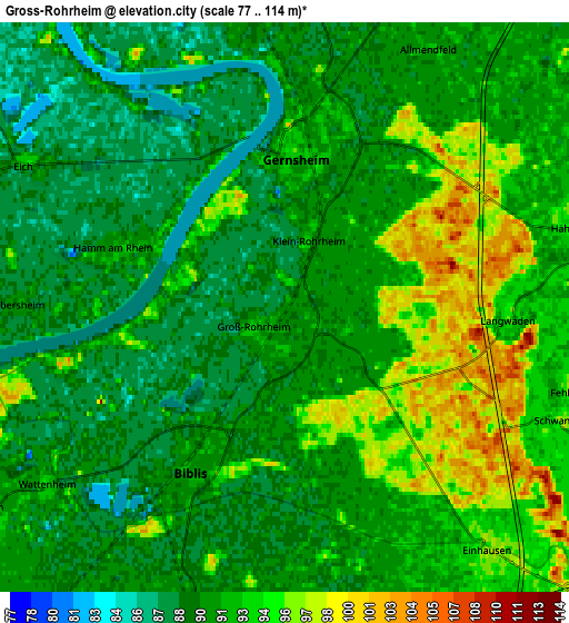 Zoom OUT 2x Groß-Rohrheim, Germany elevation map