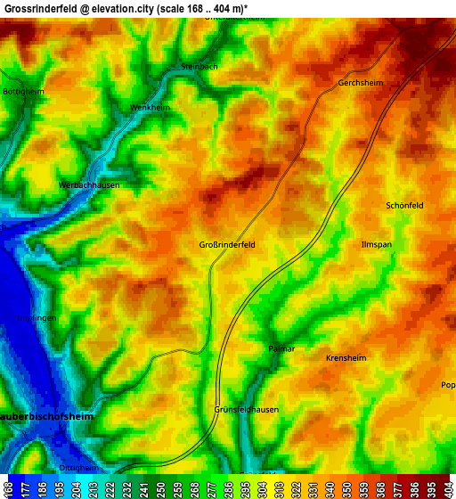 Zoom OUT 2x Großrinderfeld, Germany elevation map