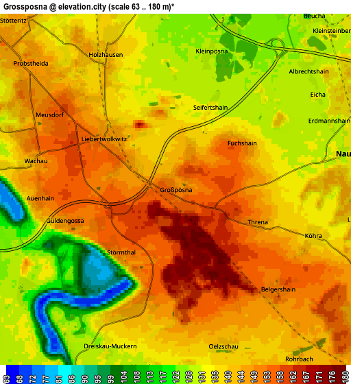 Zoom OUT 2x Großpösna, Germany elevation map