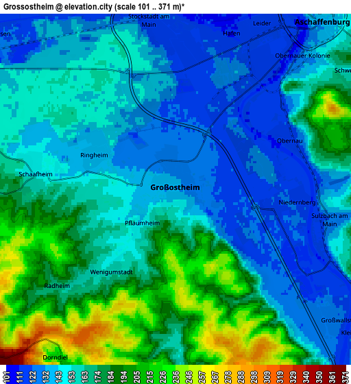 Zoom OUT 2x Großostheim, Germany elevation map