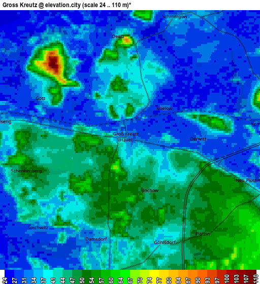 Zoom OUT 2x Groß Kreutz, Germany elevation map