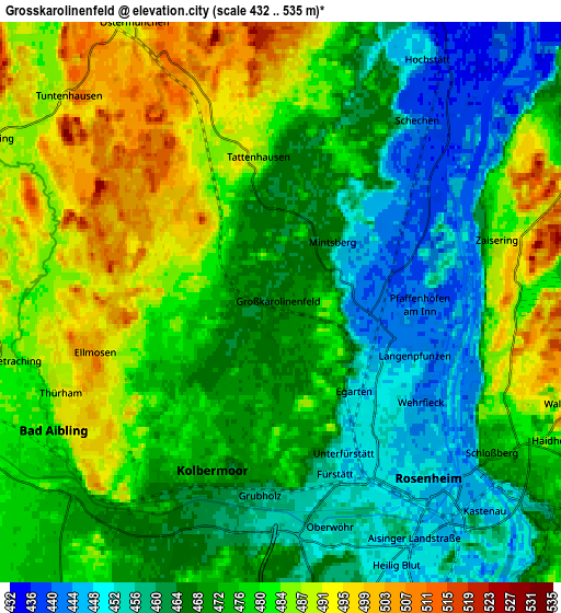 Zoom OUT 2x Großkarolinenfeld, Germany elevation map