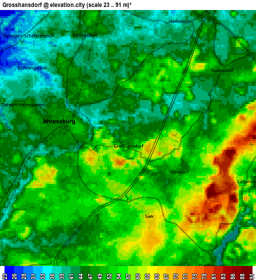 Zoom OUT 2x Großhansdorf, Germany elevation map