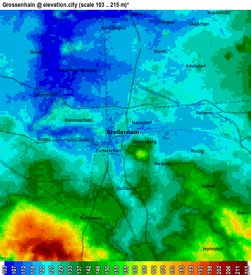 Zoom OUT 2x Großenhain, Germany elevation map