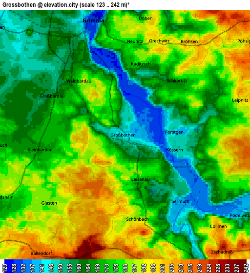 Zoom OUT 2x Großbothen, Germany elevation map