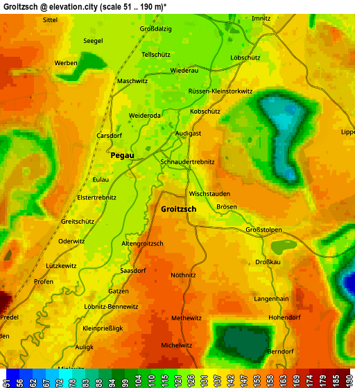 Zoom OUT 2x Groitzsch, Germany elevation map