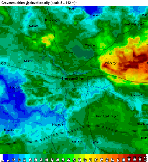 Zoom OUT 2x Grevesmühlen, Germany elevation map