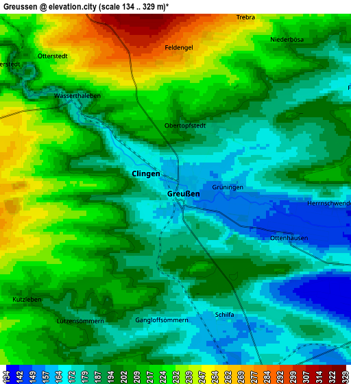 Zoom OUT 2x Greußen, Germany elevation map