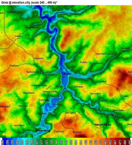 Zoom OUT 2x Greiz, Germany elevation map