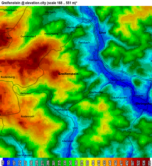 Zoom OUT 2x Greifenstein, Germany elevation map