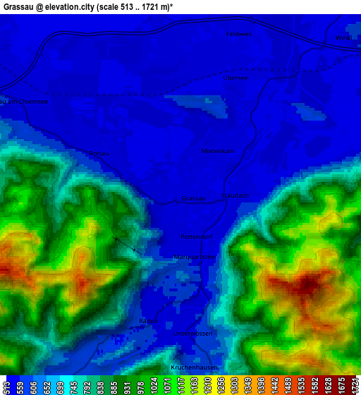 Zoom OUT 2x Grassau, Germany elevation map