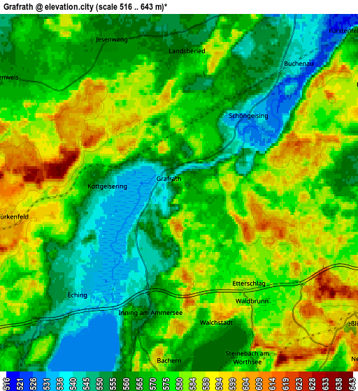 Zoom OUT 2x Grafrath, Germany elevation map