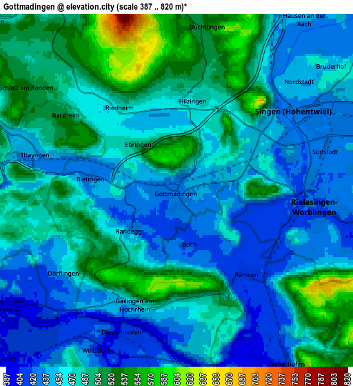 Zoom OUT 2x Gottmadingen, Germany elevation map