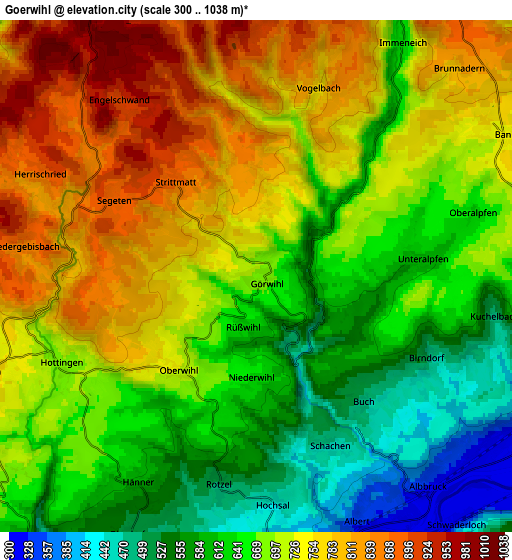 Zoom OUT 2x Görwihl, Germany elevation map