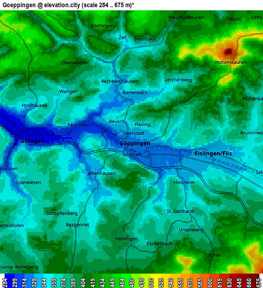 Zoom OUT 2x Göppingen, Germany elevation map