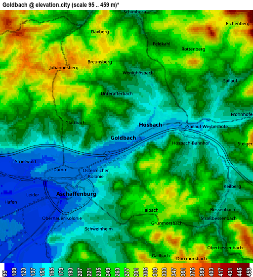 Zoom OUT 2x Goldbach, Germany elevation map