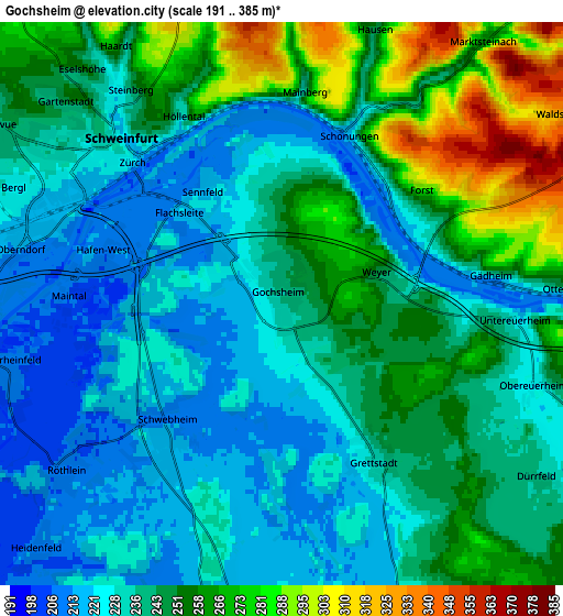 Zoom OUT 2x Gochsheim, Germany elevation map