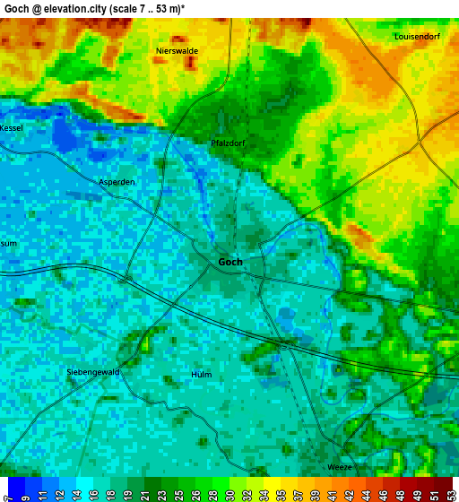 Zoom OUT 2x Goch, Germany elevation map