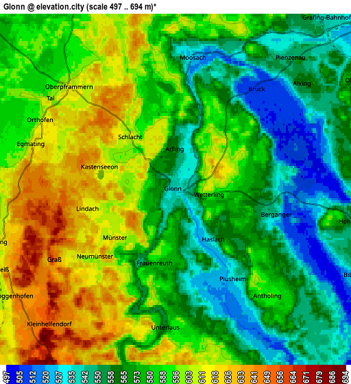 Zoom OUT 2x Glonn, Germany elevation map