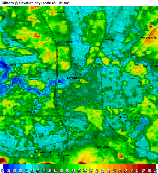 Zoom OUT 2x Gifhorn, Germany elevation map