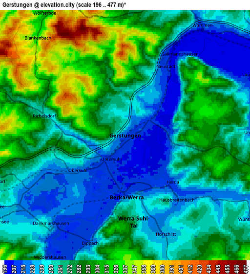 Zoom OUT 2x Gerstungen, Germany elevation map