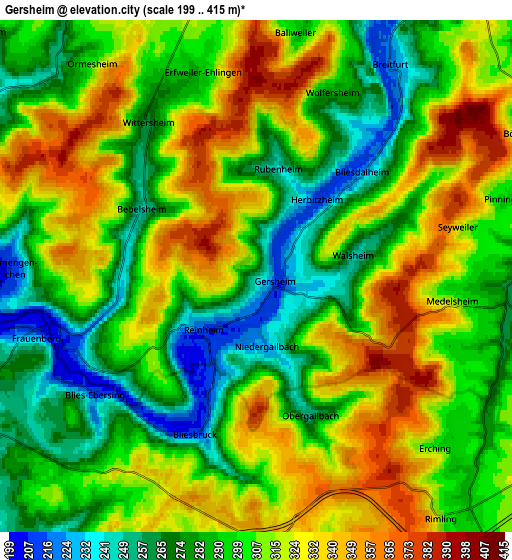 Zoom OUT 2x Gersheim, Germany elevation map