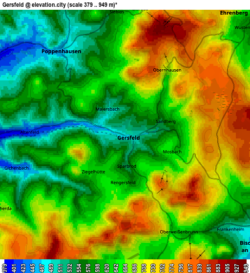 Zoom OUT 2x Gersfeld, Germany elevation map