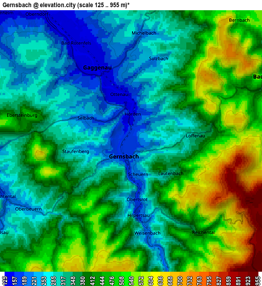 Zoom OUT 2x Gernsbach, Germany elevation map