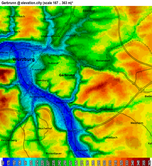 Zoom OUT 2x Gerbrunn, Germany elevation map
