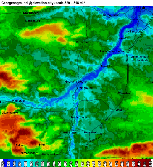 Zoom OUT 2x Georgensgmünd, Germany elevation map